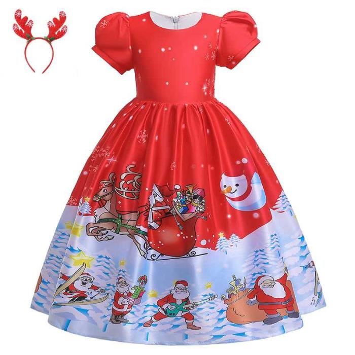Robe de Soirée Noël Fille Enfant Robe de Princesse Noël Costumes