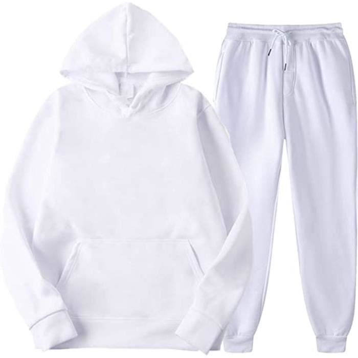 Survêtement Homme Chaud Ensemble Jogging Sweat a Capuche et Pantalon pour  Automne et Hiver,Blanc,S Blanc - Cdiscount Prêt-à-Porter