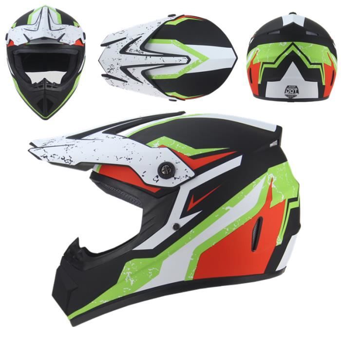 Casque Vtt Homme Casque Moto Cross Enfant - Avec Lunettes Et Gants, Homologué DOT, Tailles S à XL équipement Moto Cross