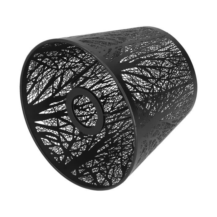 Abat-jour Cylindrique En Fer Forgé Noir - Design Moderne Avec Motif Creux - Dimensions 22x15x15 Cm - Pour Lampe De Table Ou Suspendue