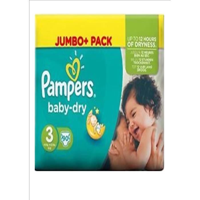 PAMPERS baby dry taille 3 (49kg) pack 90 couches Cdiscount