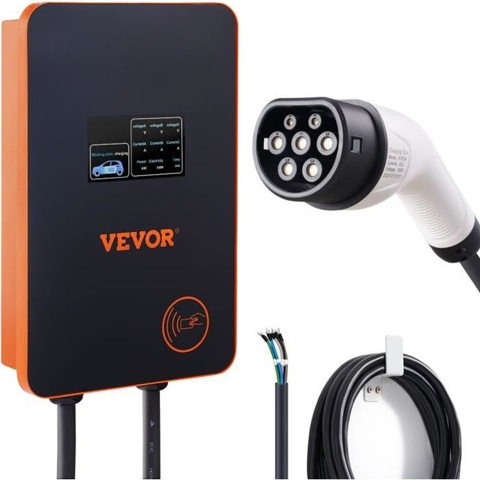 VEVOR Chargeur Ev Portable 3,6 kW Chargeur voiture électrique 250 V Câble  de recharge type 2 Commutable Boîtier de Contrôle étanche Câble de Charge