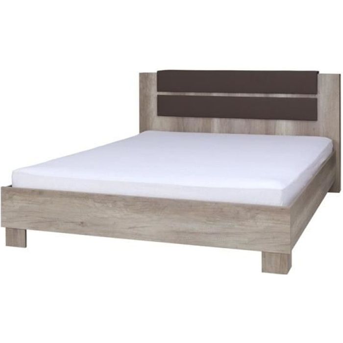Lit adulte design ROMI 160x200 cm coloris dab canyon. Ideal pour votre chambre à coucher 200 Marron Lit adulte design ROMI 160x200 cm coloris dab canyon. Ideal pour votre chambre à coucher 200 Marron