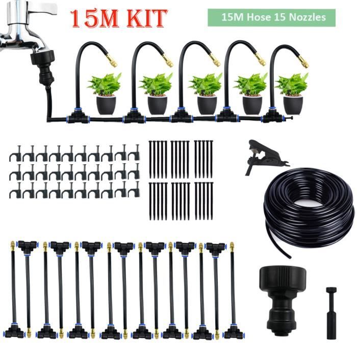 Kit D'arrosage Pour Goutte Kit Irrigation Goutte à Goutte 15m - 16 Buses Cuivre 360° - Arrosage Automatique Jardin Arrosage Jardin 15 Metres