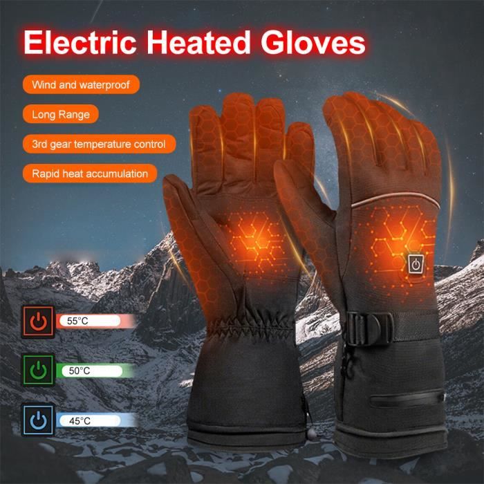 Gants Chauffants Moto Hiver Hommes 3 Secondes de Chauffage Rapide Gants écran Tactile étanche Cyclisme Ski