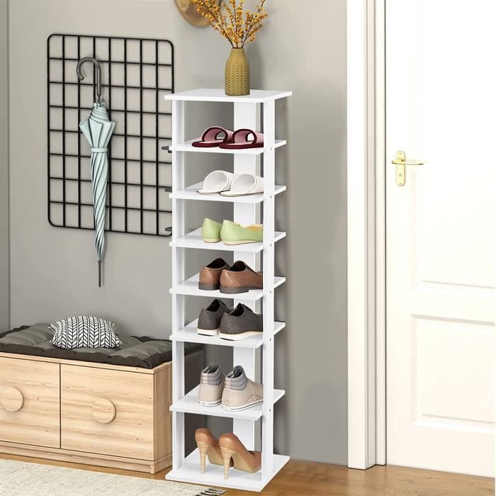 Étagère à chaussures de 8 niveaux étages réglables noir | Maisons du Monde