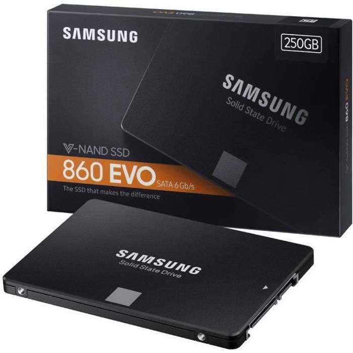  Disque SSD SAMSUNG - Disque SSD Interne - 860 EVO - 250Go - 2,5" (MZ-76E250B/EU) pas cher