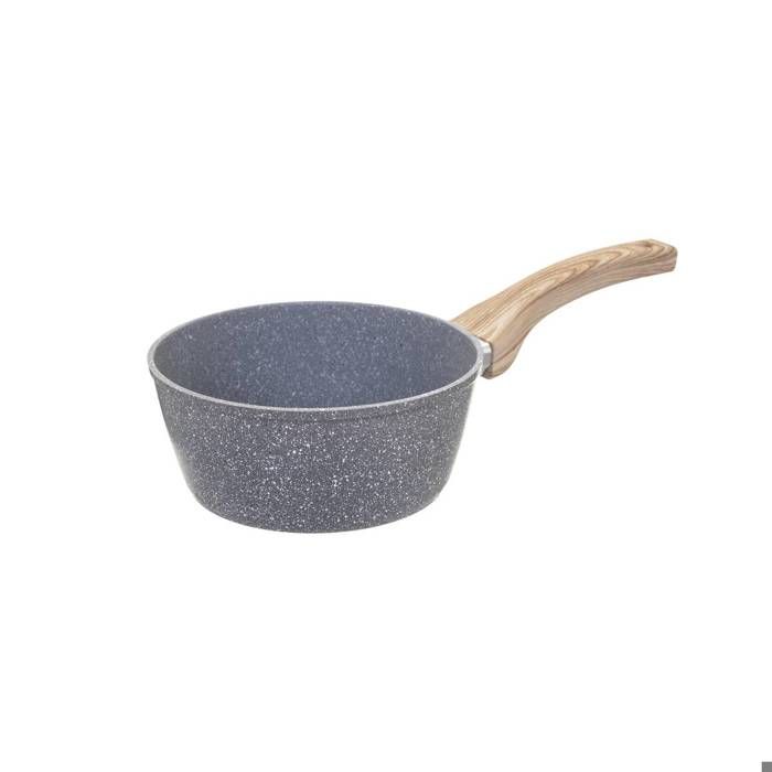 Secret de Gourmet - Casserole D 16 cm en Aluminium Forgé aspect pierre Ligne Nature Tous feux Gris