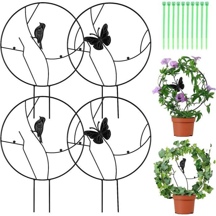 Kit De 6 Tuteurs Demi-cercle Pour Plantes - Support Grimpantes Vert - 14,5x15 Cm Et 25 Cm - 9