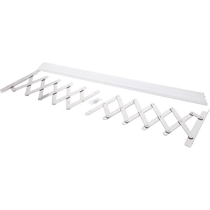 Sauvic 89398 Séchoir à Linge Mural Avec 6 Poulies En Acier Revêtement Plastique Blanc