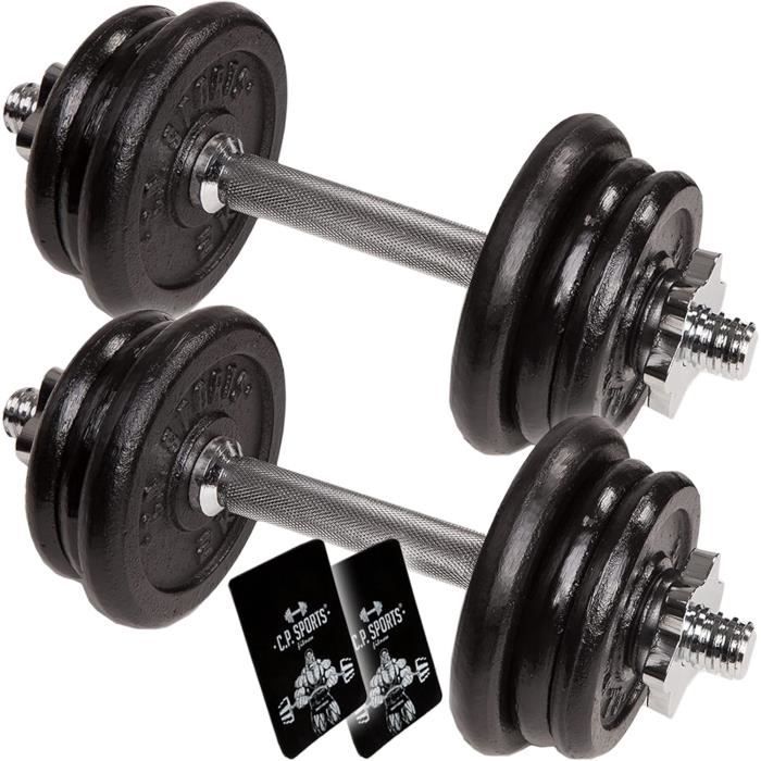 Disques Haltères MOVIT PRO Caoutchoutés Gripper - 1,25 Kg à 20 Kg - Perçage 30/31 Mm - Fonte Revêtue Qualité