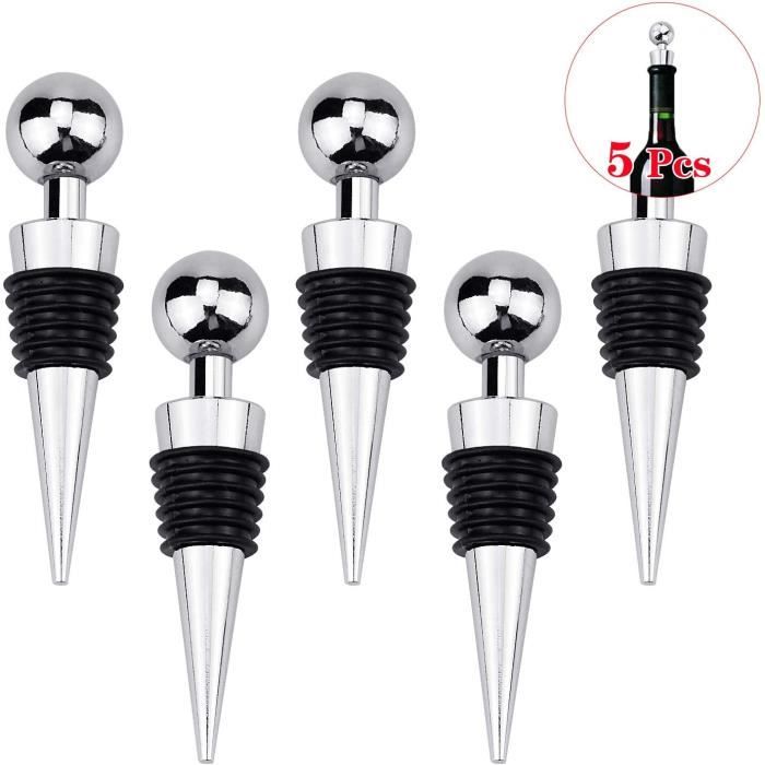 10 Bouchons De Vin Argentés – Pour Bouteilles 15-20 Mm, Conserve Fraîcheur Champagne, Vin Rouge - 5