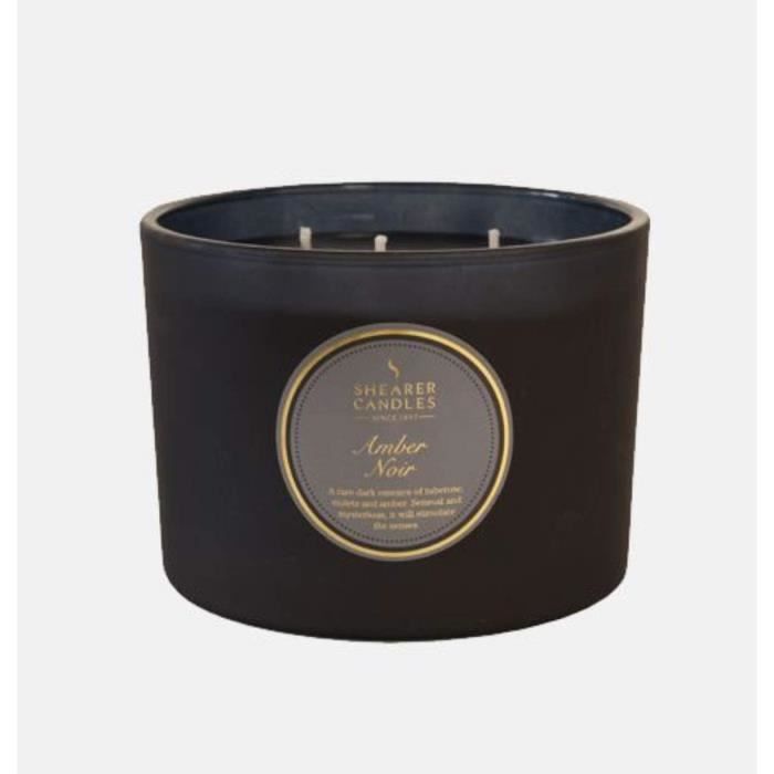 Shearer Candles Bougie 3 mèches dans Son Pot Parfum Amber Noir Doré577