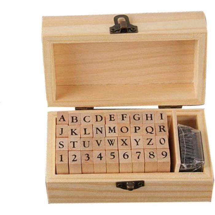 Abbdbd Ensemble De Tampons Alphabet en Bois Caoutchouc, 40 Pièces, Lettres, Chiffres, Symboles, avec Tampon Encreur Noir, pour Fabrication De Cartes, Scrapbooking