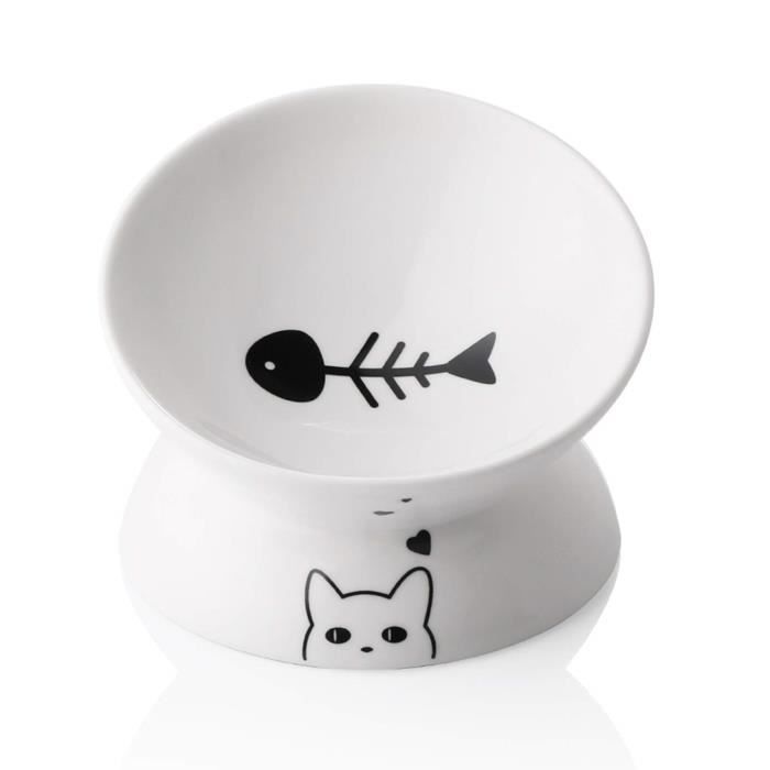 SWEEJAR Gamelle Pour Chat - Gamelle Surélevée Pour Chat - Anti-dérapant Bol Surélevé Pour Chat en Céramique - Capacité 140 g -