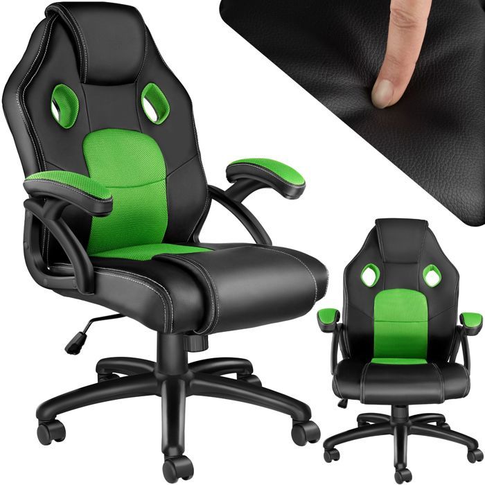 TECTAKE  Chaise gamer MIKE - noir/vert