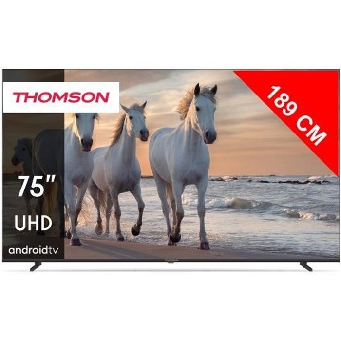 TV LED Thomson 75UA5S13 - Ultra HD 4K - Smart TV Android - 75 pouces - Blanc