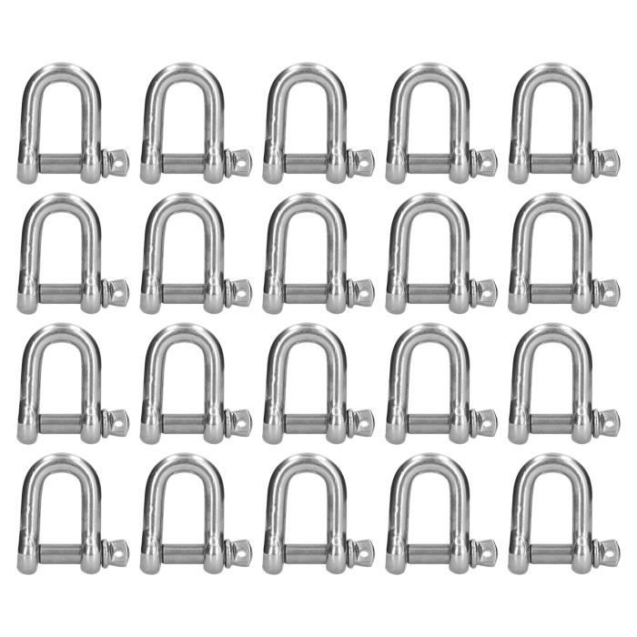 20 Fermoirs De Manille Anneau D – Acier Inoxydable, 25x24 Mm, Pour Bijoux