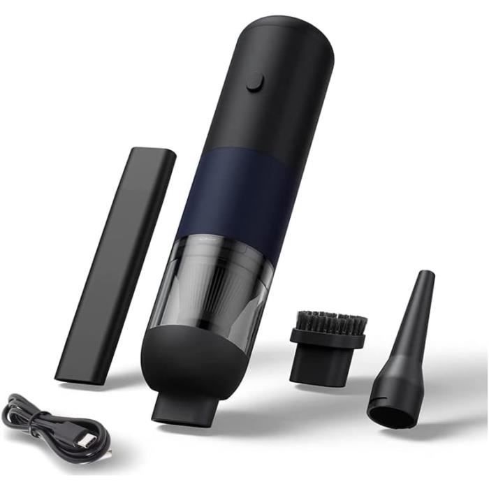 Aspirateur à main, aspirateur de voiture sans fil rechargeable 15 000 Pa, mini aspirateur portable à forte aspiration, adapté à la maison, à la voiture, au bureau et aux poils d'animaux. (noir