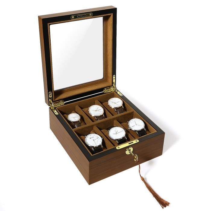 Coffret Pour 10 Montres – Présentoir Rangement Bijoux – Simili Cuir Noir