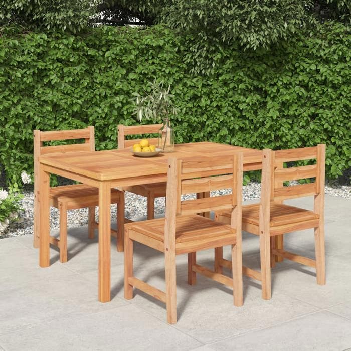 VIDAXL Ensemble à manger de jardin 5 pcs Bois de teck