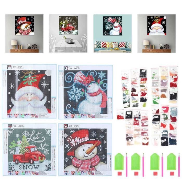 Kit De Broderie Diamant De Noël Avec Pendentifs - 12 Ornements à Décorer - Inclus Stylo, Perles, Cire Et Diamants
