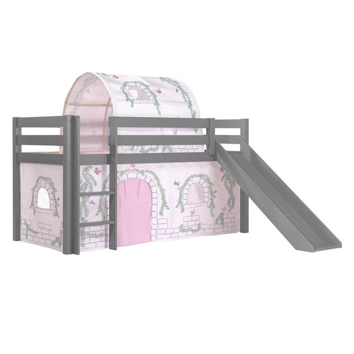 Lit mi-hauteur avec toboggan Astrid - VIPACK - Gris - Bois - Panneaux de particules - Sommier inclus Lit mi-hauteur avec toboggan Astrid - VIPACK - Gris - Bois - Panneaux de particules - Sommier inclus