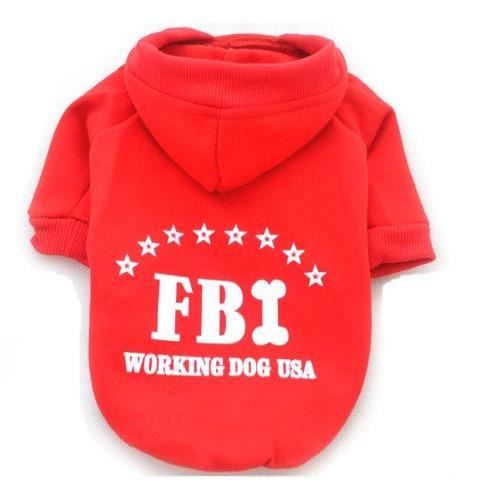 Fashion Vêtements Manteau Veste Capuche Avec Dessin Fbi Pour Petit Chien Et Chiot Taille S Couleur Rouge Beaucoup De C At M4608