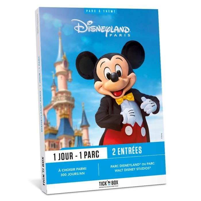 Tick’nBox – Coffret Cadeau Parc Disneyland Paris - 1 journée sur l’Un des 2 Parcs Disneyland ou Walt Disney Studios pour 2