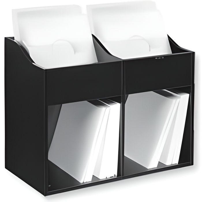 DJ VS BOX 200-2 Black – Double bac à vinyle avec capacité de 400 disques