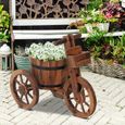 Outsunny Porte Plante Tricycle - étagère de Pots de Fleurs - jardinière dim. 52L x 31l x 45H cm - Bois de Sapin-1