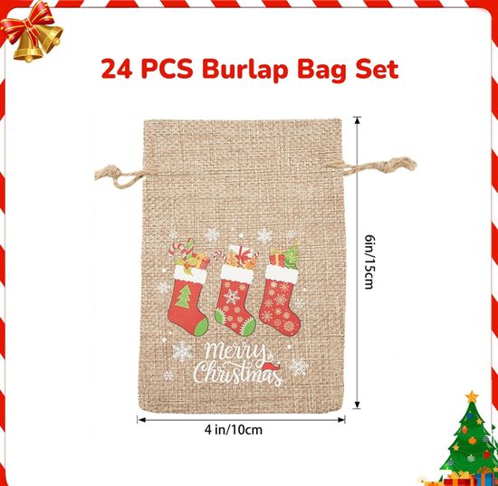 Lot De 30 Sachets En Toile De Jute - Pour Calendrier De L Avent Sac De Noel Vegena