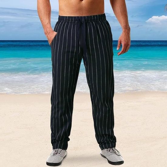 Pantalon lin grande taille homme best sale
