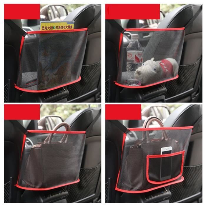 Support de sac à main de poche en filet de voiture extra large entre les  sièges (noir)