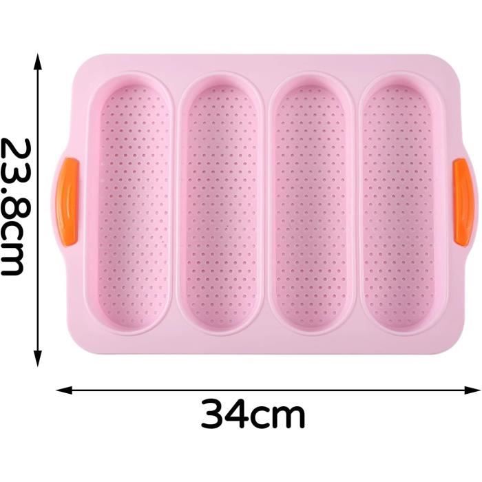 Pain De Mie Silicone Set 2 Moules à Baguette En Silicone Avec Couteau Et Pinceau - Pour Pain Français, Mini Baguettes, Gris Moules à Pain Silicone