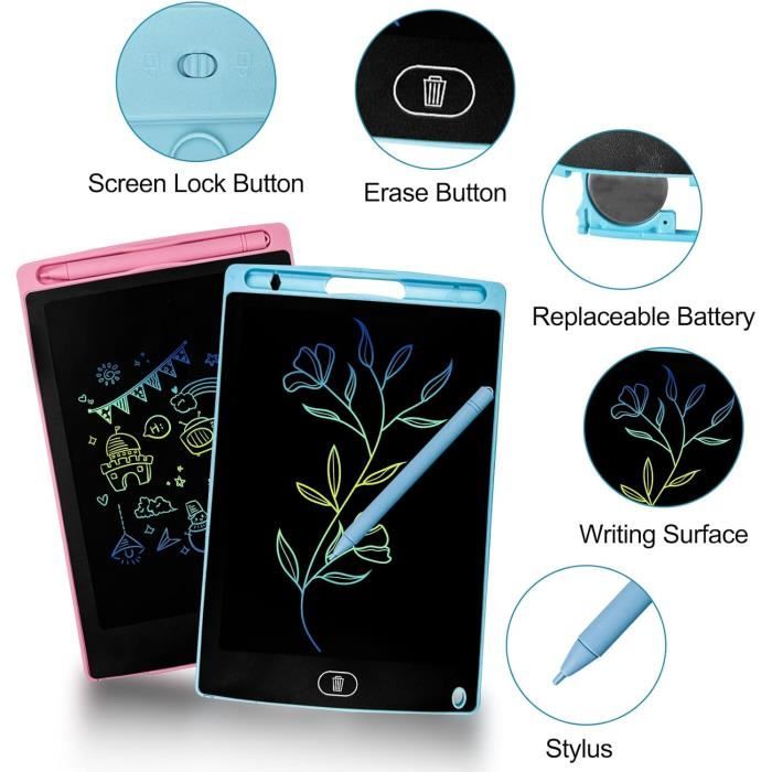 Ardoise Magique LCD 16 Pouces - Pack De 2 Tableaux De Dessin Enfants écran Couleur Lumineux - Cadeau éducatif Sans Lumière Bleue