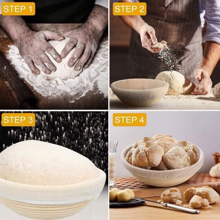 Tapis Panier à Pain Lin (Lot De 4) - 25,4cm Pour Fermentation Levain, Antiadhésif