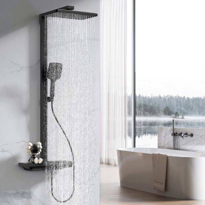 Heilmetz Colonne de Douche, Hauteur RéGlable, 870-1200mm, Mitigeur Douche Thermostatique, Colonne Douche Salle de Bain, SystèMes De Douche, Kit de Douche pour Cabine de Douche
