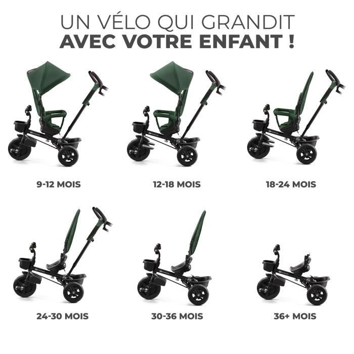 Tricycle Evolutif avec 3 Roues 2 Places pour Bébé de 18 Mois à 36 Mois  Rouge/Vert - Costway