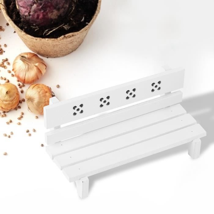 UKCOCO Mini Banc Blanc En Bois – 13 X 8 X 7 Cm – Pour Maison De Poupée, Figurines, Vitrine Ou Décoration Miniature
