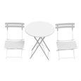 GOL Une Table rond et 2 Chaises pliable en acier pour Balcon, Jardin, Intérieur, Extérieur (blanc)-2