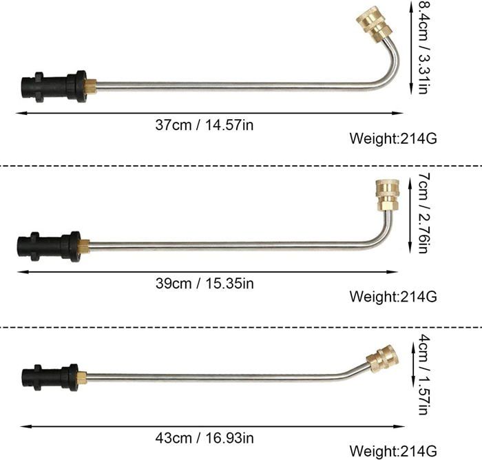 Baguette D'extension Pour Nettoyeur Haute Pression - 5 Buses, Courbée à 90°, Compatible Karcher K2 à K7