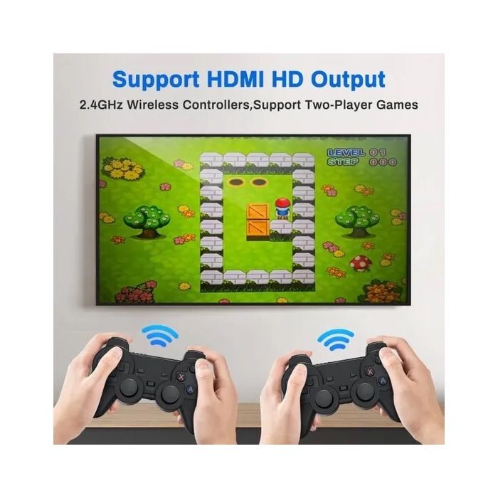 M8 Console de jeu Max, 4K Clé de jeu rétro, 128GB, 40000+ Jeux classiques, 2.4G Manettes sans fil, HDMI Plug & Play