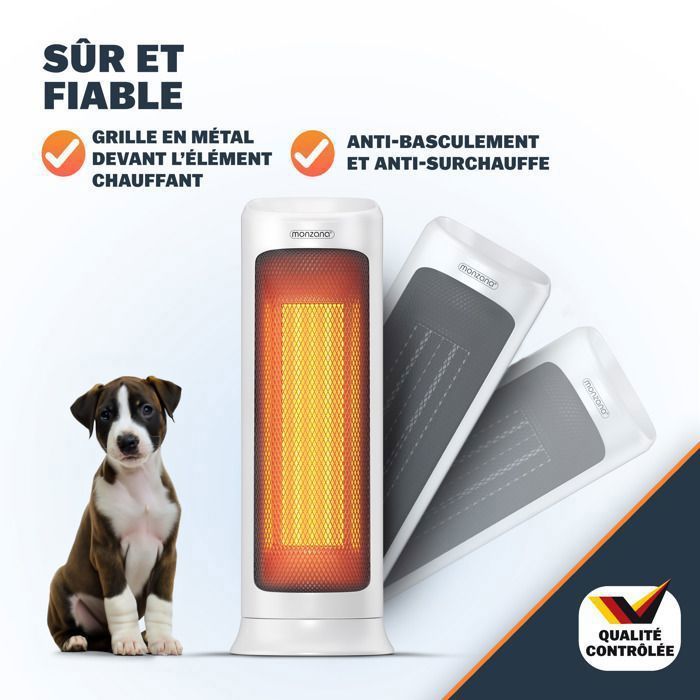 Radiateur Soufflant Céramique 1200W Journeyside - 2 Réglages, Minuterie, Sécurité Anti-basculement Pour Bureau/chambre