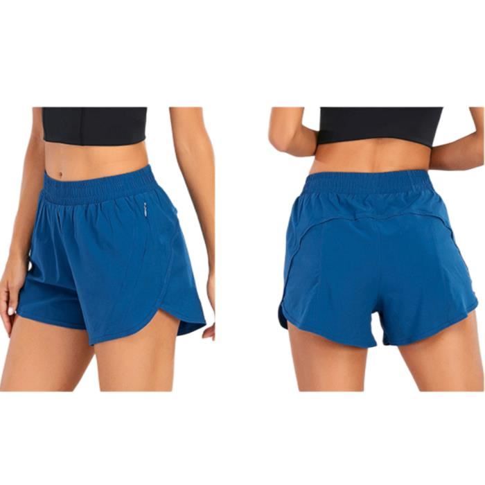Short De Running Athleta Femme XL - Bleu - Avec Short Intégré Et Poche Zippée
