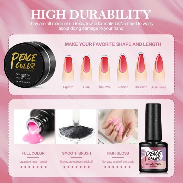 PEACECOLOR Kit Ongle Gel UV Complet 18 Couleurs Vernis Semi Permanent et 3PCS Gel Construction Ongle UV 36W Lampe LED Ponceuse Cdiscount Electromenager