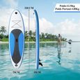 Stand up paddle gonflable 320 x 75 x 15cm Planche de surf portable avec pagaie, leash, pompe et sac de transport, support de caméra-3