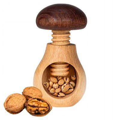 Casse-noix En Bois Noyer Forme Champignon - Mécanisme Vis Pour Noix, Amandes, Noisettes