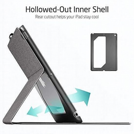 Noir Housse Étui de Protection Rigide & Légère Rabat à Auto Mise en Veille & Pliable en Support pour iPad 7ème Génération ESR Coque Smart Cover pour iPad 10.2 2019 