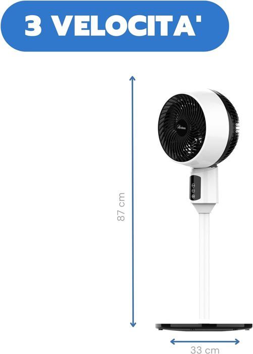 Ventilateur Sur Pied Casafan Greyound 40 Cm Noir Avec Télécommande, Silencieux Et Oscillant, 3 Vitesses